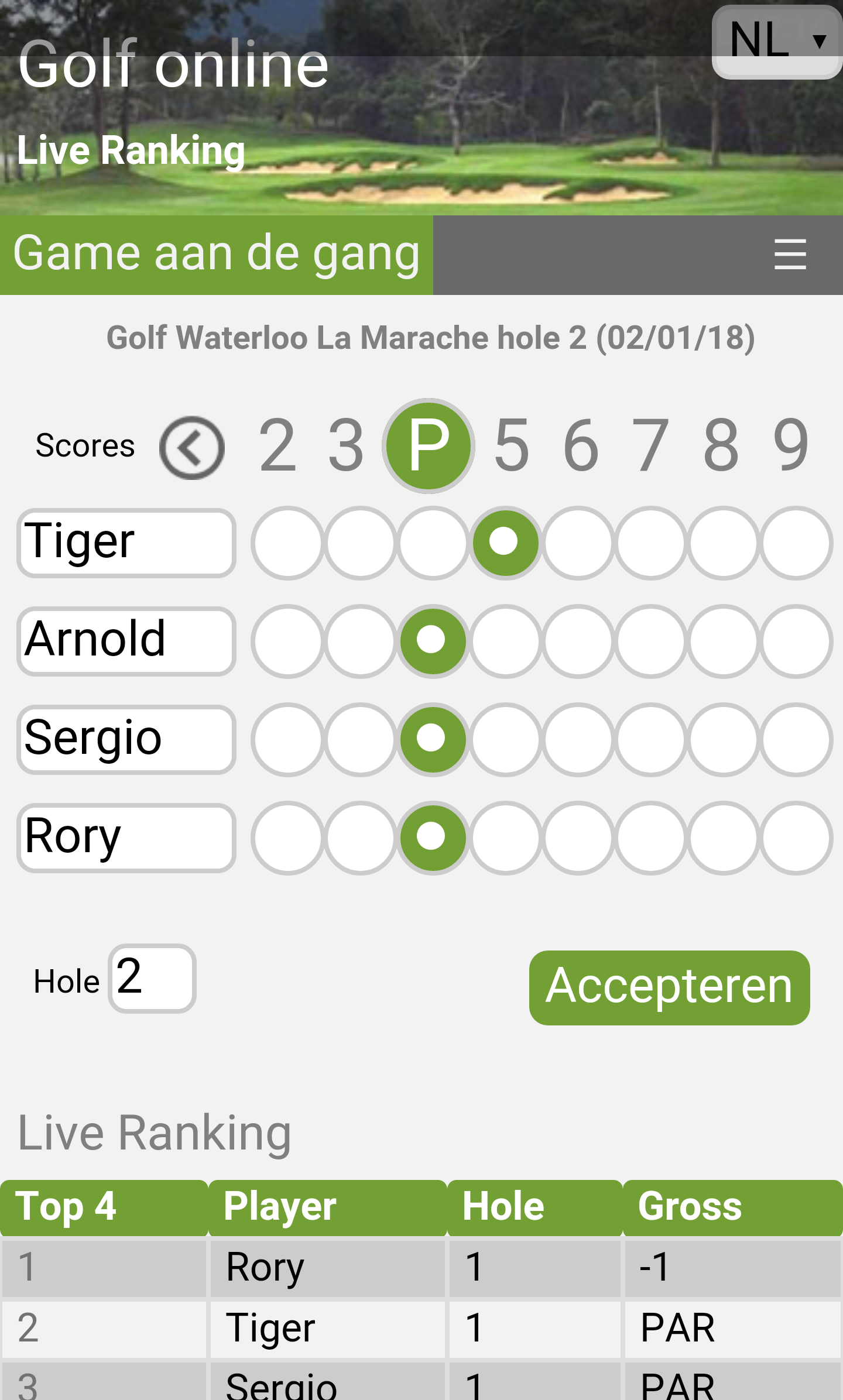 Live sharing my scores with the other golfers