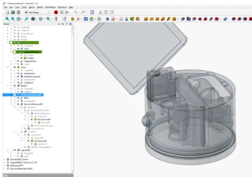 FreeCAD 3D CAD design of the pond aerator