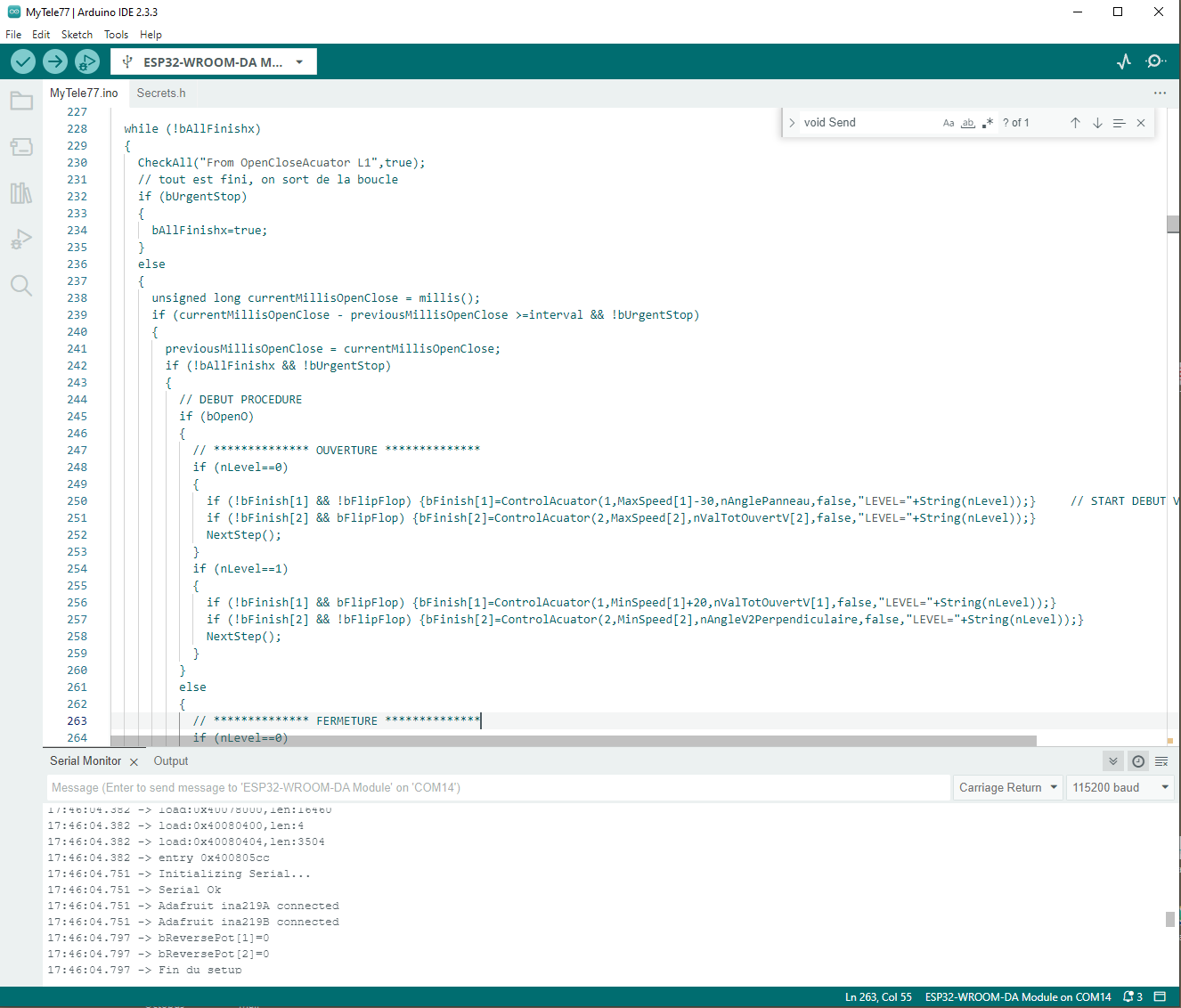 Arduino broncode voor gesynchroniseerde actuatorbesturing